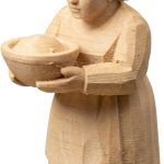 Wood Carved Woman Sunday Dinner Figurine – Wood Carved-Style Rustic Holding Bread Bowl Farmhouse Décor for Collectors & Shelf Display – 3D Printed in Canada