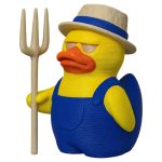 Farmer Duck Figurine with Pitchfork – Funny Duck Statue in Overalls & Straw Hat – Quirky Farm Animal Décor or Collectible Gift for Adults