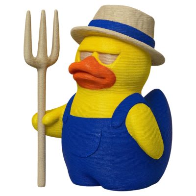 Farmer Duck Figurine with Pitchfork – Funny Duck Statue in Overalls & Straw Hat – Quirky Farm Animal Décor or Collectible Gift for Adults – 3D Printed in Canada — 3D Printed Collectible by 3DCentral