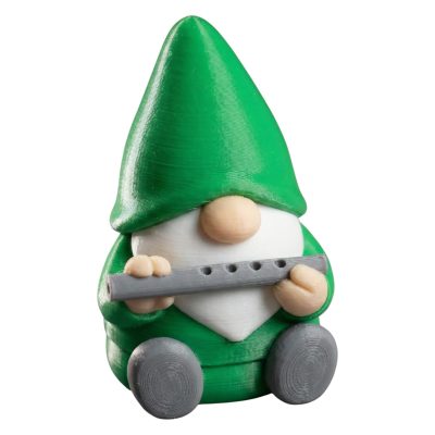 Flute Gnome Figurine – Nordic Gnome Playing Flute Sculpture for Shelf, Desk, or Garden Décor – Adorable Collectible for Adults & Teens – 3D Printed in Canada — 3D Printed Collectible by 3DCentral