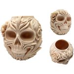 Floral Skull Vase – Decorative Gothic Skull Planter with Ornate Flower Detailing