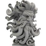 Mythical Thunder God Bust with Flowing Beard