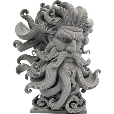 Mythical Thunder God Bust with Flowing Beard & Storm-Inspired Hair – Decorative Ancient Deity Statue – DIY Paintable Collectible Sculpture – 3D Printed in Canada — 3D Printed Collectible by 3DCentral