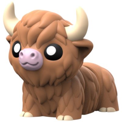 Heather Hoof Highland Cow Figurine – Poseable 3D Printed Miniature for Farmhouse Décor, Collectors, or Desk Displays – 3D Printed in Canada — 3D Printed Collectible by 3DCentral