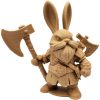 Bunny Axeman Figurine with Battle Gear – Wood-Style 3D Printed Fantasy Warrior Rabbit Miniature – 3D Printed in Canada — 3D Printed Collectible by 3DCentral