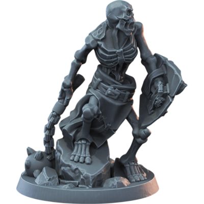 Skeleton Mace & Shield Miniature for Tabletop RPG, Wargaming & Painting – Fantasy Undead Fighter for Dungeon Encounters & Collections – 3D Printed in Canada — 3D Printed Collectible by 3DCentral