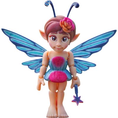 Whimsical Articulated Fairy Figurine – Print-in-Place Fantasy Shelf Collectible with Wings and Wand – 3D Printed in Canada — 3D Printed Collectible by 3DCentral