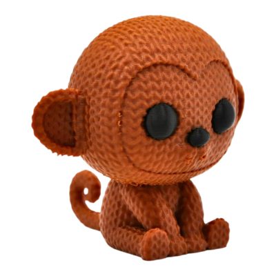 Knitted Monkey Figurine – Faux-Yarn Jungle Animal Sculpture with Curled Tail & Big Eyes – 3D Printed in Canada — 3D Printed Collectible by 3DCentral