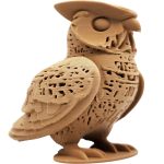 Wood-Carved Fox Figurine – Stylized Mythical Fox Statue with Flowing Tail & Tribal Detailing – 3D Printed in Canada — 3D Printed Collectible by 3DCentral