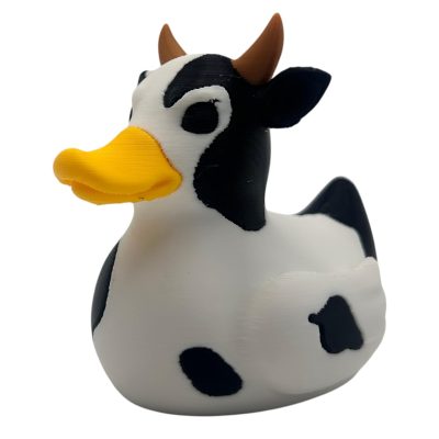 Holstein Cow Duck Figurine – Funny Farm Animal Collectible Duck for Desk Decor, Gag Gifts & Shelf Display – 3D Printed in Canada — 3D Printed Collectible by 3DCentral