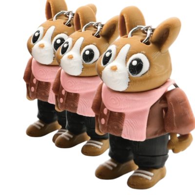 Cozy Autumn Bunny for Animal Lovers Articulated Keychain (Pack of 3) – Cute Poseable Rabbit Figurine with Scarf & Jacket for Backpacks, Gifts & Fall Collectors – 3D Printed in Canada — 3D Printed Collectible by 3DCentral
