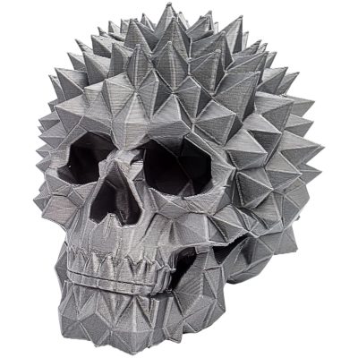 Spiky Diamond Skull Statue – Geometric Gothic Skull Art for Desk, Shelf or Studio Décor – Metallic Polygonal Halloween Sculpture – 3D Printed in Canada — 3D Printed Collectible by 3DCentral