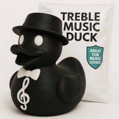 Treble Music Duck Figurine – Classy Musical Decor for Desk, Shelf or Studio – 3D Printed in Canada — 3D Printed Collectible by 3DCentral
