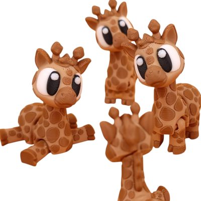 5-Pack Mini Baby Giraffe Figurines – Articulated Desk Pet Safari Animals, Collectible Pocket Giraffes, Fidget Toys for Teens & Adults – 2 Inch Poseable Figures – 3D Printed in Canada — 3D Printed Collectible by 3DCentral