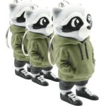 Urban Raccoon in Hoodie Articulated Keychain (Pack of 3)