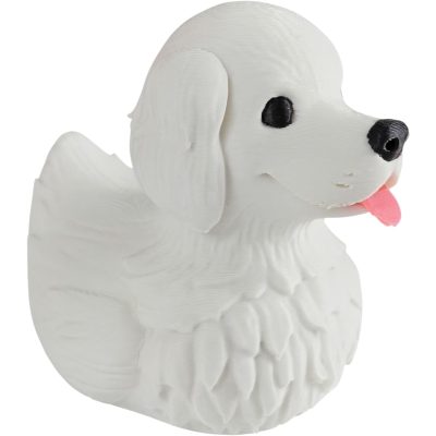 Golden Retriever Duck Figurine – Dog Duck Car Dashboard Décor, Collectible Gift for Dog Lovers, Duck for Ducking, Duck for Hiding, Cruise Duck – 3D Printed in Canada (White, Standard) — 3D Printed Collectible by 3DCentral