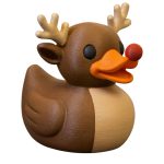 Rudolph Reindeer Duck Figurine – Festive Duck-Style Holiday Decor for Desk, Shelf, or Gift Display