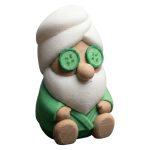 Spa Day Gnome Figurine – Relaxing Bearded Gnome with Cucumber Eyes in Robe – Whimsical Shelf Decor for Bathroom, Spa or Office – Funny Collectible Gift