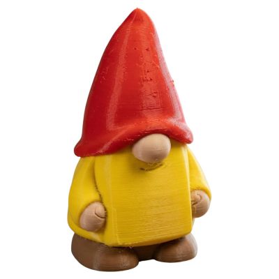 Gold Bar Gnome Figurine – Cute Nordic-Style Miniature Gnome with Red Hat & Yellow Body – Whimsical Shelf Sitter or Desktop Decor – 3D Printed in Canada — 3D Printed Collectible by 3DCentral