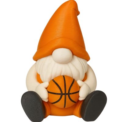 Basketball Gnome Figurine – Orange Hat Sports Gnome Holding Ball – Shelf Decor for Basketball Lovers, Sports Fans, and Collectors – 3D Printed in Canada — 3D Printed Collectible by 3DCentral