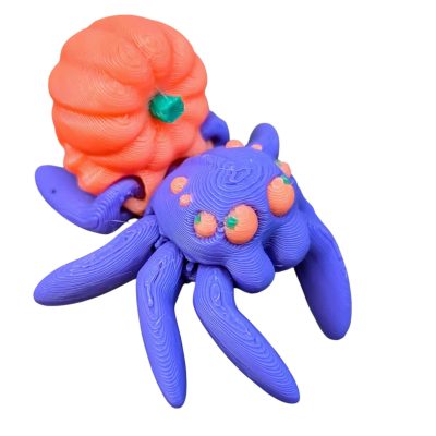 Pumpkin Spider Figurine 5-Pack – Articulated Purple Spider Fidgets with Halloween Pumpkin Back – Creepy Cute Fall Decor for Teens & Adults – 3D Printed in Canada — 3D Printed Collectible by 3DCentral