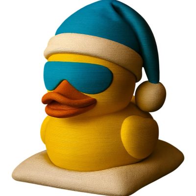 Sleepy Duck Figurine with Sunglasses & Nightcap – Funny 3D Printed Rubber Duck Style Desk Toy or Shelf Decor for Adults & Teens – 3D Printed in Canada — 3D Printed Collectible by 3DCentral