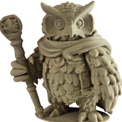 The Mage Owl Figurine – Robed Fantasy Owl Wizard with Arcane Staff – Owls & Dragons Collection – Paintable RPG Miniature Display – 3D Printed in Canada — 3D Printed Collectible by 3DCentral