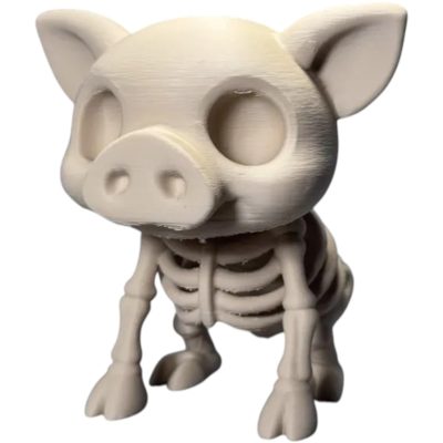 Chibi Skeleton Pig Figurine – Cute Creepy Undead Piglet Collectible for Desk or Shelf Display – 3D Printed in Canada — 3D Printed Collectible by 3DCentral