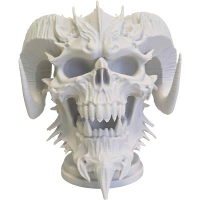 Demon Skull Bust – Horned Gothic Skeleton Sculpture for Dark Fantasy Decor, Collector Display, or Halloween Altars – 3D Printed in Canada — 3D Printed Collectible by 3DCentral