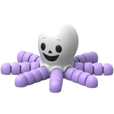 Halloween Ghost Octopus Figurine – Cute Spooky Sea Creature Collectible with Poseable Tentacles for Desk Display or Gifting – Purple & White Fidget Toy – 3D Printed in Canada — 3D Printed Collectible by 3DCentral