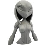 Female Alien Bust Figurine – Insectoid Sci-Fi Statue for Desktop Displays, Collectors, and Shelf Decor