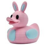 Easter Bunny Duck Figurine – Spring Holiday Desk Collectible – Whimsical Gift