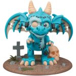 Dracoween Collection: The Reassembled – Stitched Gothic Dragon Figurine with Graveyard Base – Creepy Cute Halloween Collectible