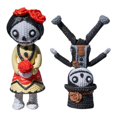 Knitted Love Skeleton Couple – Articulated Día de Los Muertos Figurines for Teens & Adults – 3D Printed Romantic Gothic Decor – 3D Printed in Canada — 3D Printed Collectible by 3DCentral