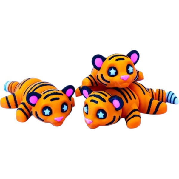 Pack of 3 Adorable Articulated Tiger Figurine