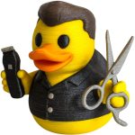 Barber Duck Figurine – Funny Hair Stylist Decor with Scissors & Clipper for Salon, Desk, or Gift – Quirky Collectible for Adults