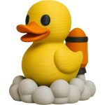 Jet Pack Duck Figurine with Rocket Booster & Cloud Base – High-Flying Rubber Duck Shelf Decor – Funny Gift for Space Fans, Dreamers, and Adventurers