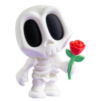 Rose Blob Skeleton – Collectible Figurine with Red Rose | Gothic Skeleton Desk Toy, Romantic Spooky Shelf Collectible, Novelty Gift– 3D Printed in Canada — 3D Printed Collectible by 3DCentral