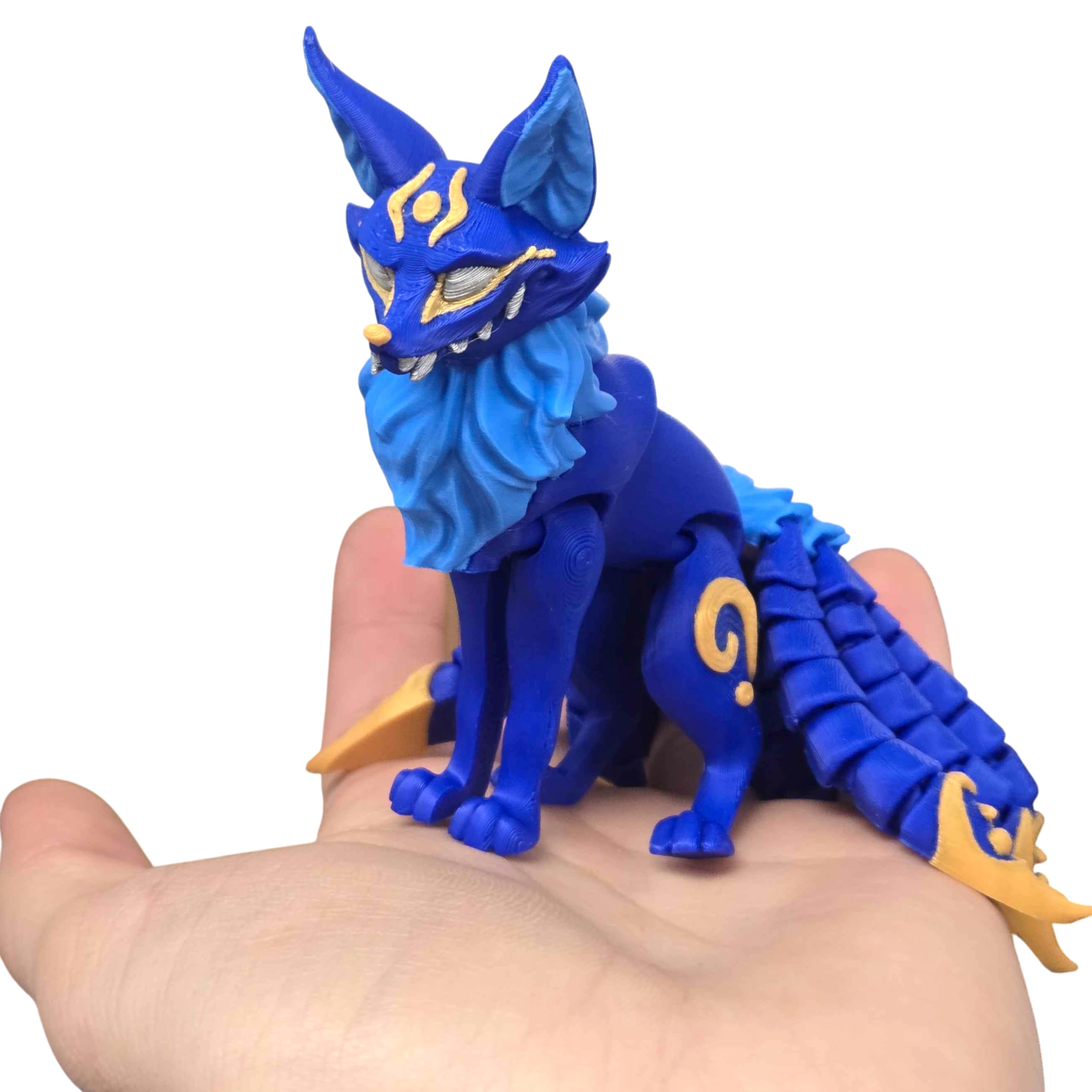 Articulated Twisty Kitsune Fox Figurine – Nine-Tailed Japanese Fox Spirit Statue – Demon Fox Collectible Mythical Desk Ornament & Home Decor – 3D Printed in Canada — 3D Printed Collectible by 3DCentral