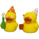 Set of Two (2) New Year's Eve Party Duck Figurines – Funny Champagne Celebration Duo Decor for Desk, Bar or Shelf Display