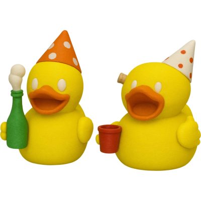Set of Two (2) New Year's Eve Party Duck Figurines – Funny Champagne Celebration Duo Decor for Desk, Bar or Shelf Display – 3D Printed in Canada — 3D Printed Collectible by 3DCentral