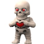 Funny Articulated Skeleton Figurine with Heart Eyes
