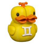 Gemini Zodiac Duck Figurine – Dual-Headed Astrology Gift for Gemini Lovers, Whimsical Collectible Shelf Décor, Yellow Horoscope Duck Sculpture