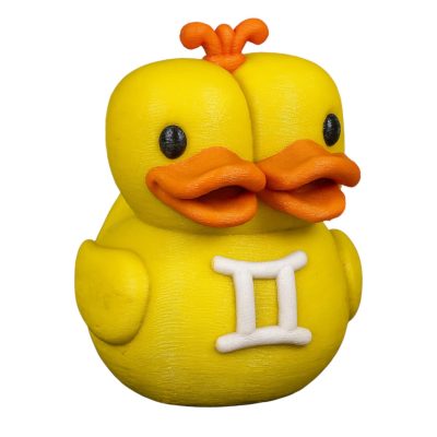 Gemini Zodiac Duck Figurine – Dual-Headed Astrology Gift for Gemini Lovers, Whimsical Collectible Shelf Décor, Yellow Horoscope Duck Sculpture – 3D Printed in Canada — 3D Printed Collectible by 3DCentral