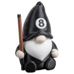 Billiards Gnome Figurine with 8 Ball Hat & Pool Cue – Funny Pool Player Decor for Game Room, Bar or Man Cave