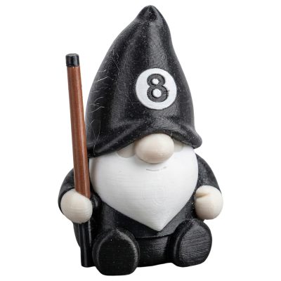 Billiards Gnome Figurine with 8 Ball Hat & Pool Cue – Funny Pool Player Decor for Game Room, Bar or Man Cave – 3D Printed in Canada — 3D Printed Collectible by 3DCentral