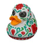 Sugar Skull Duck Figurine – Day of The Dead Inspired Collectible Décor with Colorful Floral Designs