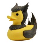 Griffin Duck Figurine – Mythical Winged Beast Rubber Duck Hybrid with Fierce Crest & Tail – Fantasy Shelf Display or Geeky Gift