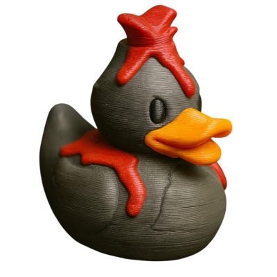 Volcano Duck Figurine – Lava-Themed Black Duck with Fiery Red Detail for Desk, Shelf, or Display – 3D Printed in Canada — 3D Printed Collectible by 3DCentral