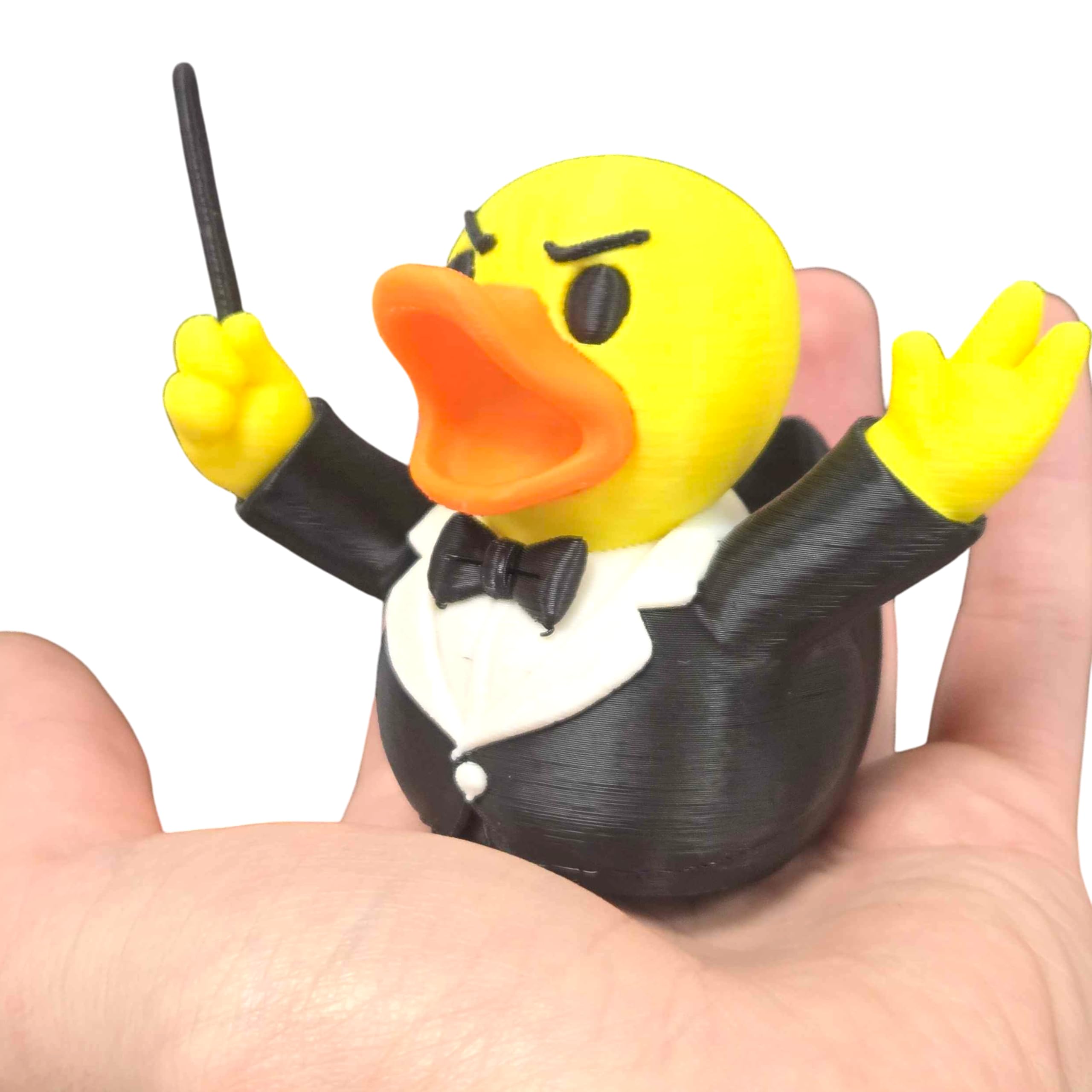 Orchestra Conductor Duck Figurine – Funny Tuxedo Rubber Duck-Inspired Decor for Desk, Shelf or Gift – Quirky Music Lover Collectible – 3D Printed in Canada — 3D Printed Collectible by 3DCentral